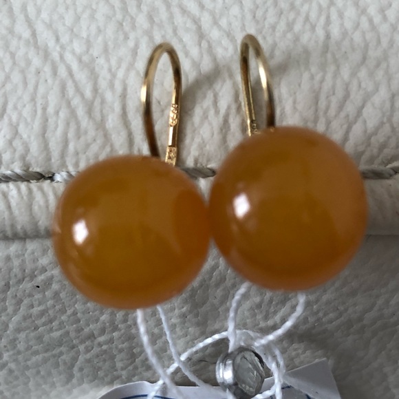 Baltic Amber Earrings Silver 925 Gold Plated Kaliningrad Amber Factory NWT - Picture 2 of 6